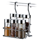 Suporte Porta Temperos e Condimentos 7 Peças Para Barra Cromado - Ela Decora
