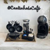 Suporte Porta Xícaras e Pires de Café Aço Preto Fosco - Ela Decora