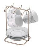 Suporte Porta Xicaras e Pires de Chá Níquel - Ela Decora