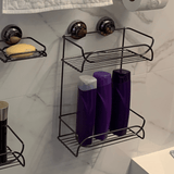 Suporte Shampoo Duplo Fixação Ventosa Ônix - Ela Decora