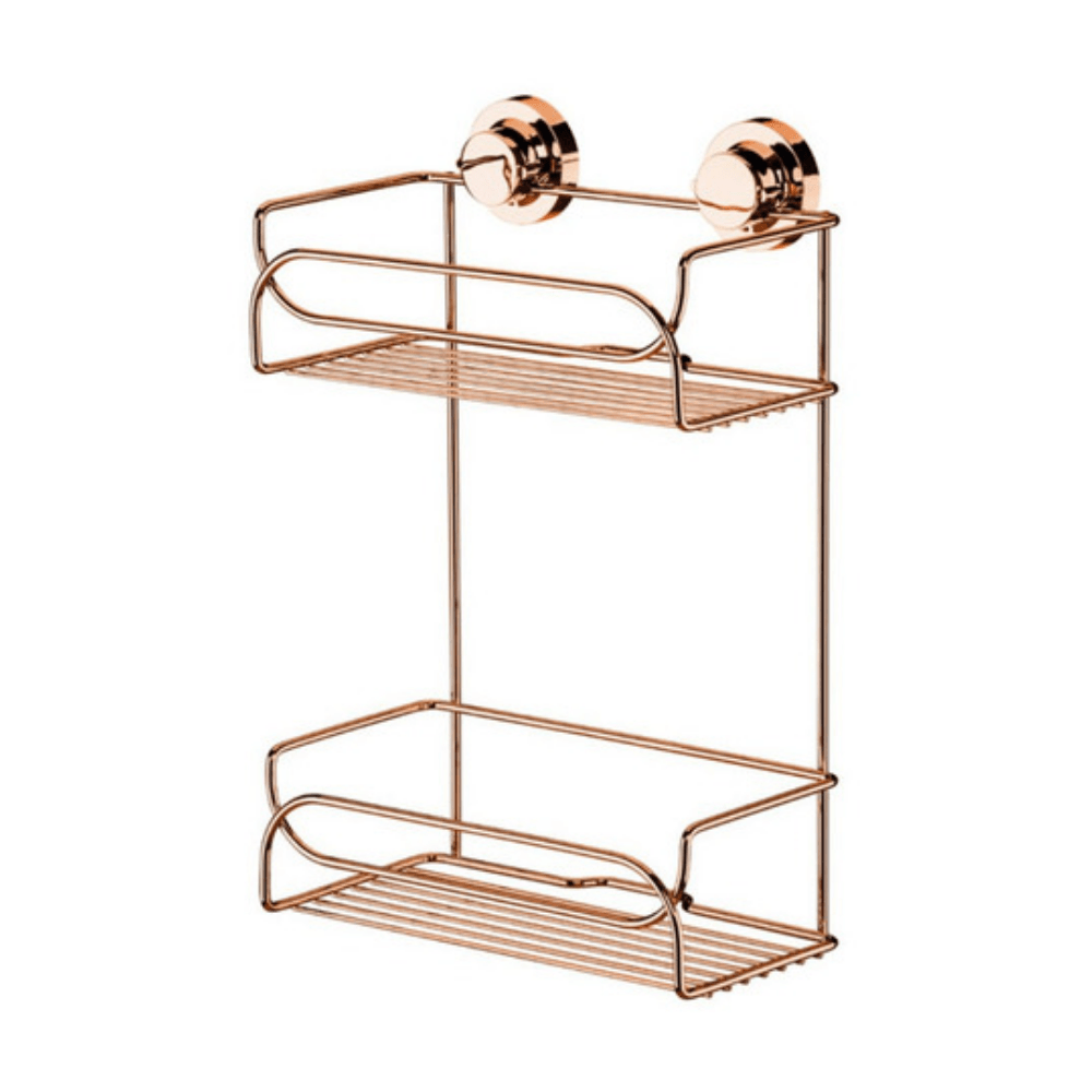 Suporte Shampoo Duplo Fixação Ventosa Rose Gold - Ela Decora
