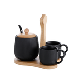 Conjunto Suporte, Xícara e Açucareiro Oasis Preto 4 Peças