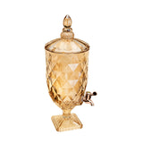 Suqueira de Cristal Âmbar com Torneira Dourada 5 Litros - Ela Decora