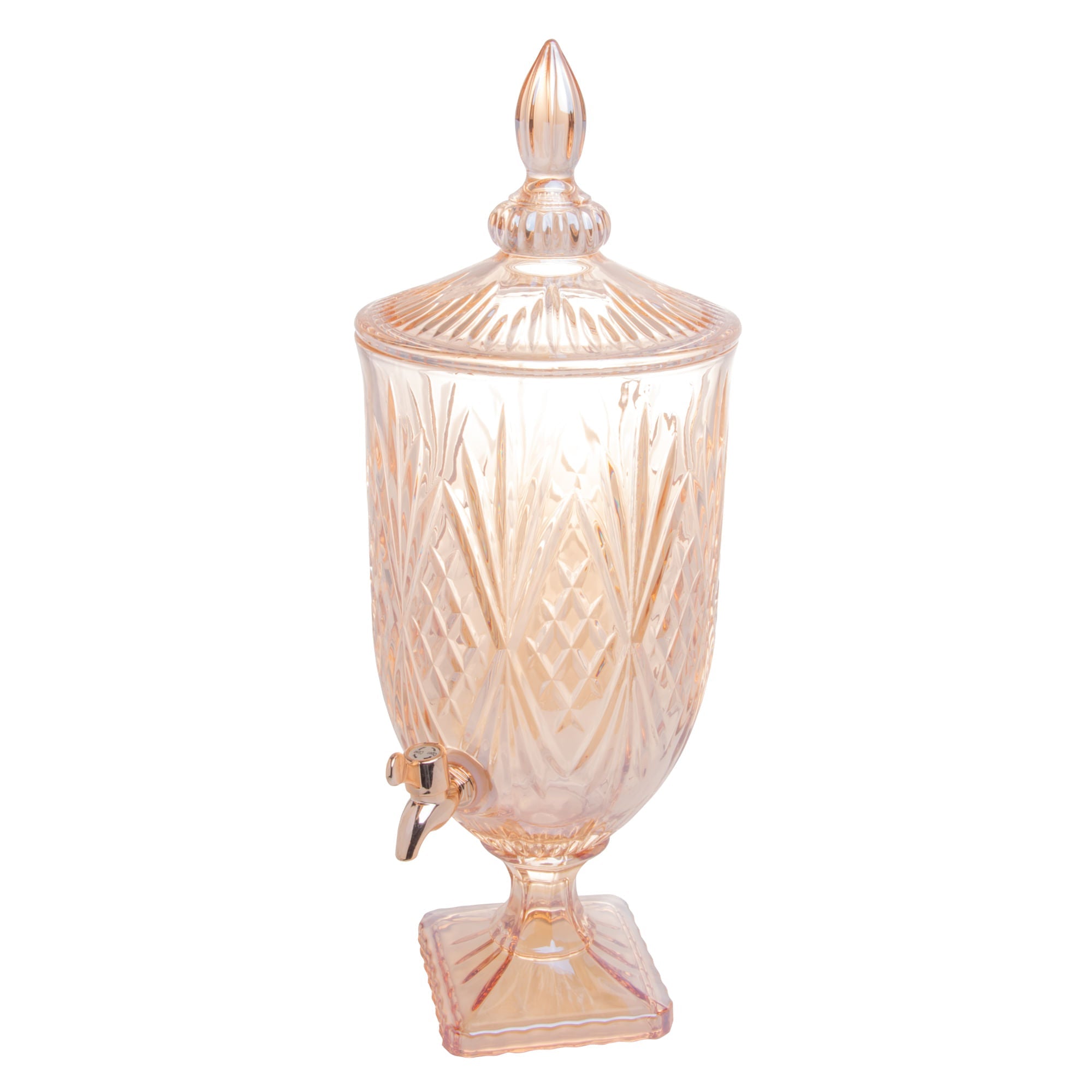 Suqueira de Cristal Âmbar com Torneira Rose Gold - 4,5 Litros - Ela Decora