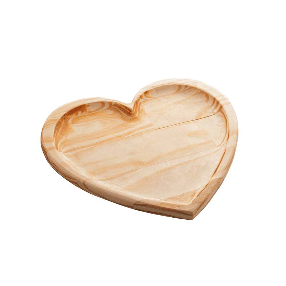 Tábua Bandeja Madeira Pinus Coração - 22 cm - Ela Decora
