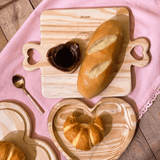 Tábua Bandeja Madeira Pinus Coração - 22 cm - Ela Decora