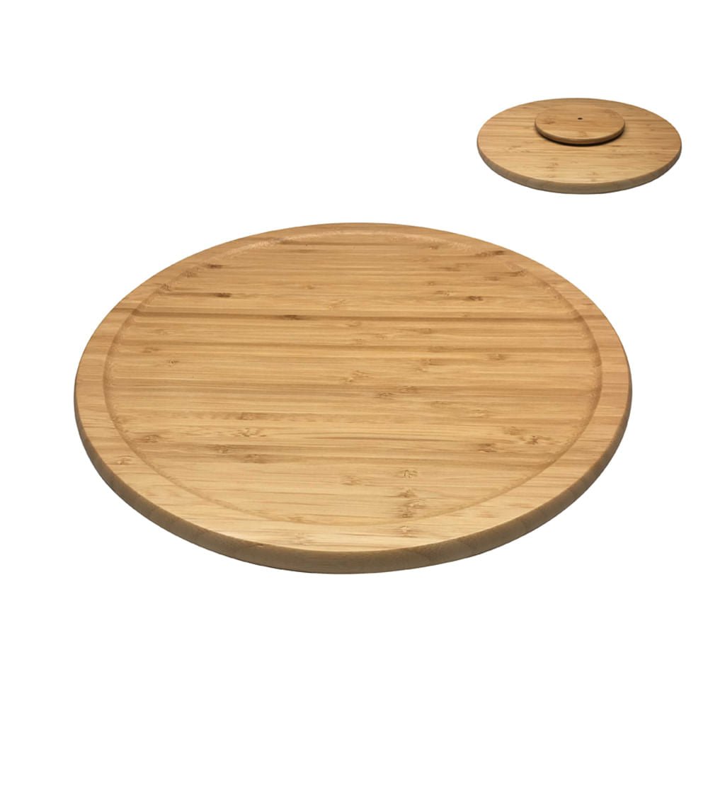 Tábua De Bambu Com Base Giratória - Ela Decora