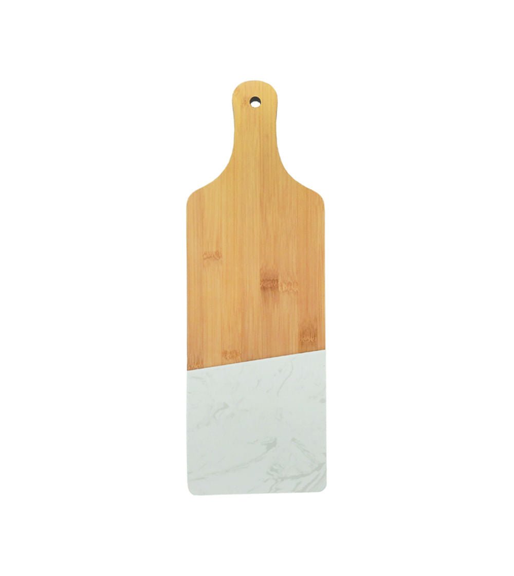 Tábua de Bambu e Mármore com Cabo - Ela Decora