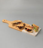 Tábua de Bambu e Mármore com Cabo - Ela Decora