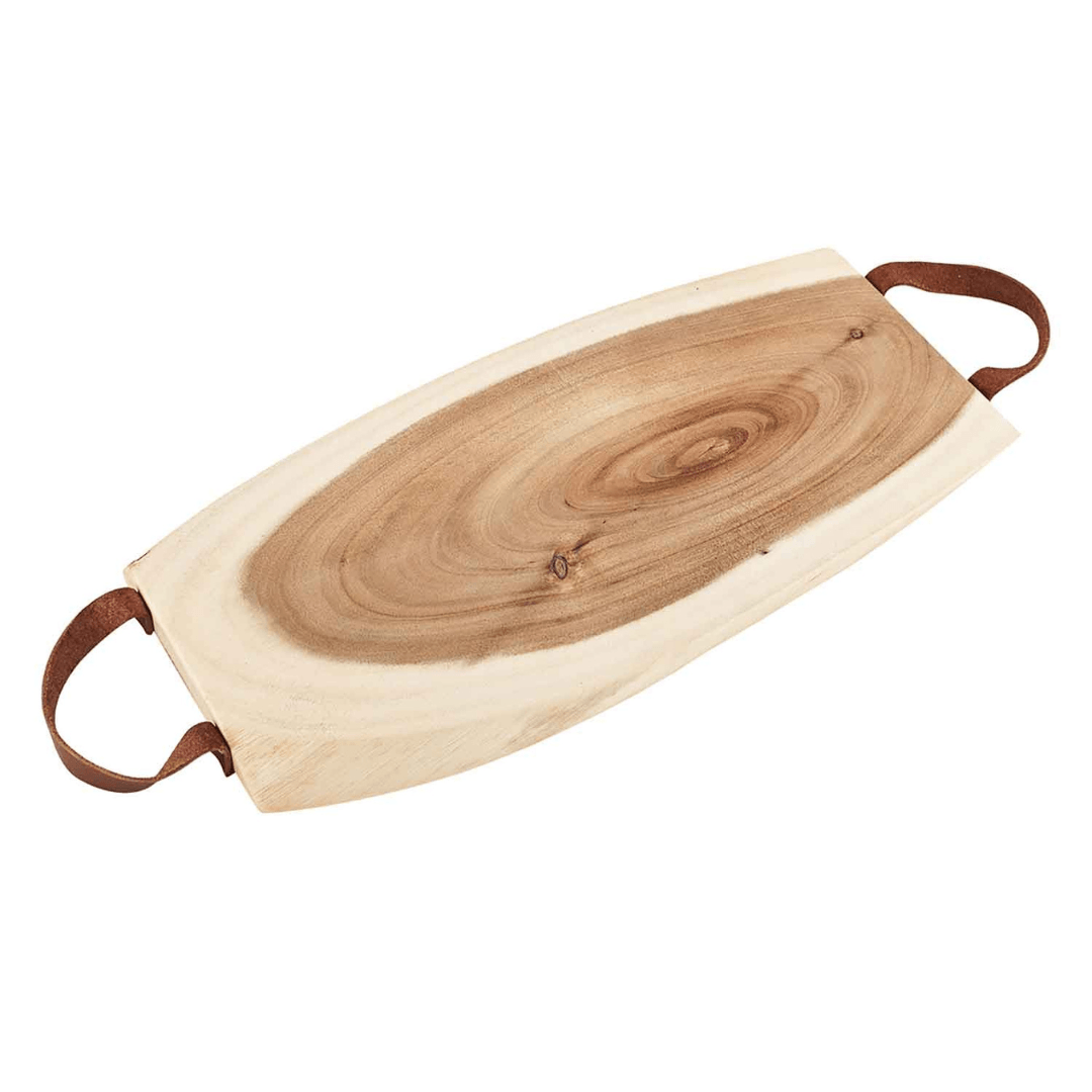 Tabua de Madeira Com Alça de Couro 38cm - Ela Decora