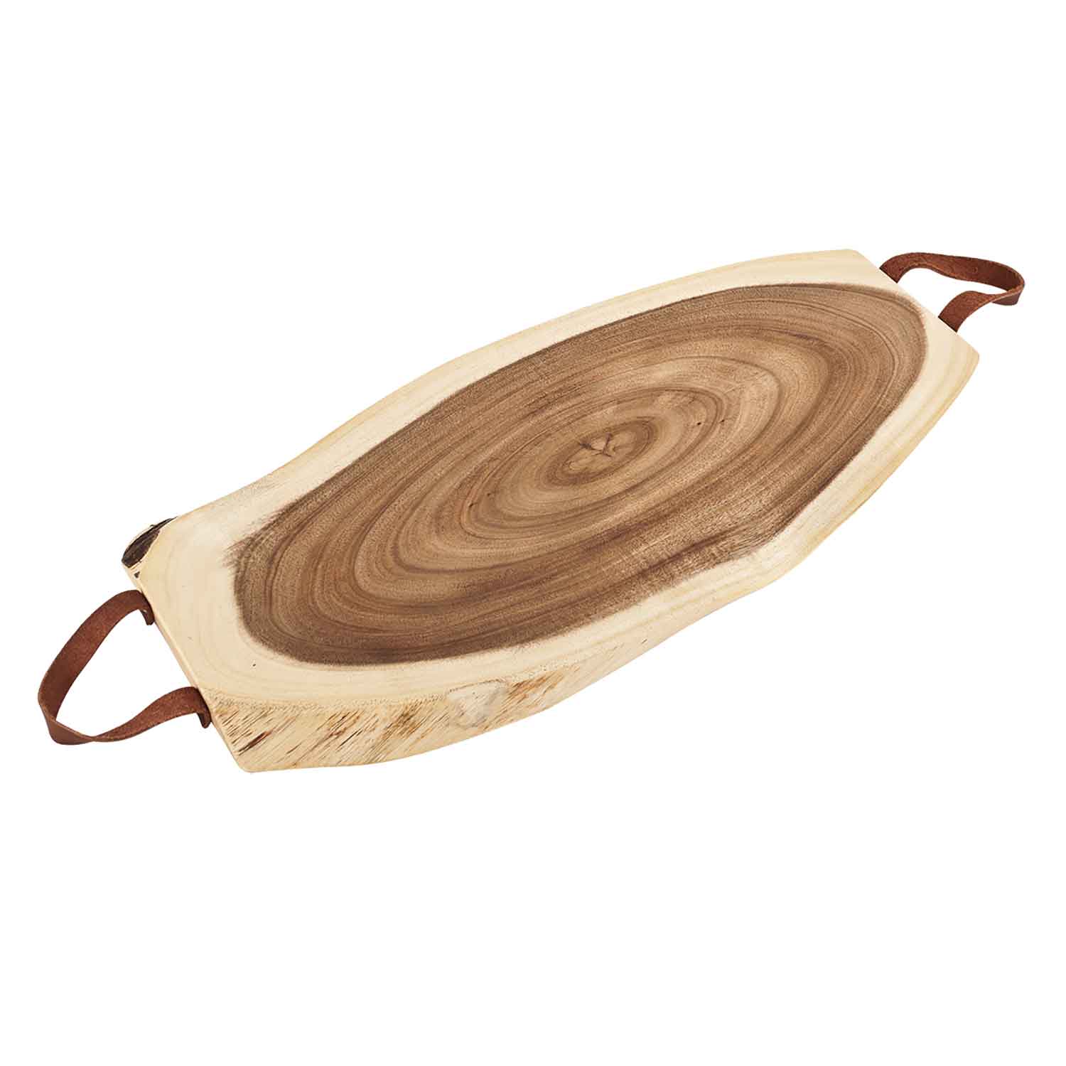 Tábua de Madeira com Alças de Couro 44 cm BTC Decor GJ0004 - Ela Decora