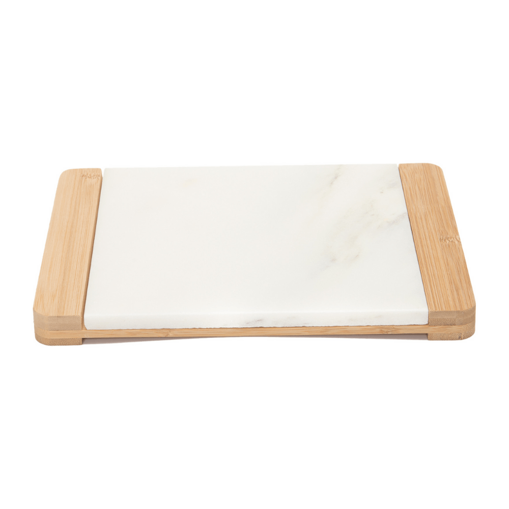 Tábua Para Cortes em Mármore e Bambu - 26 cm - Ela Decora