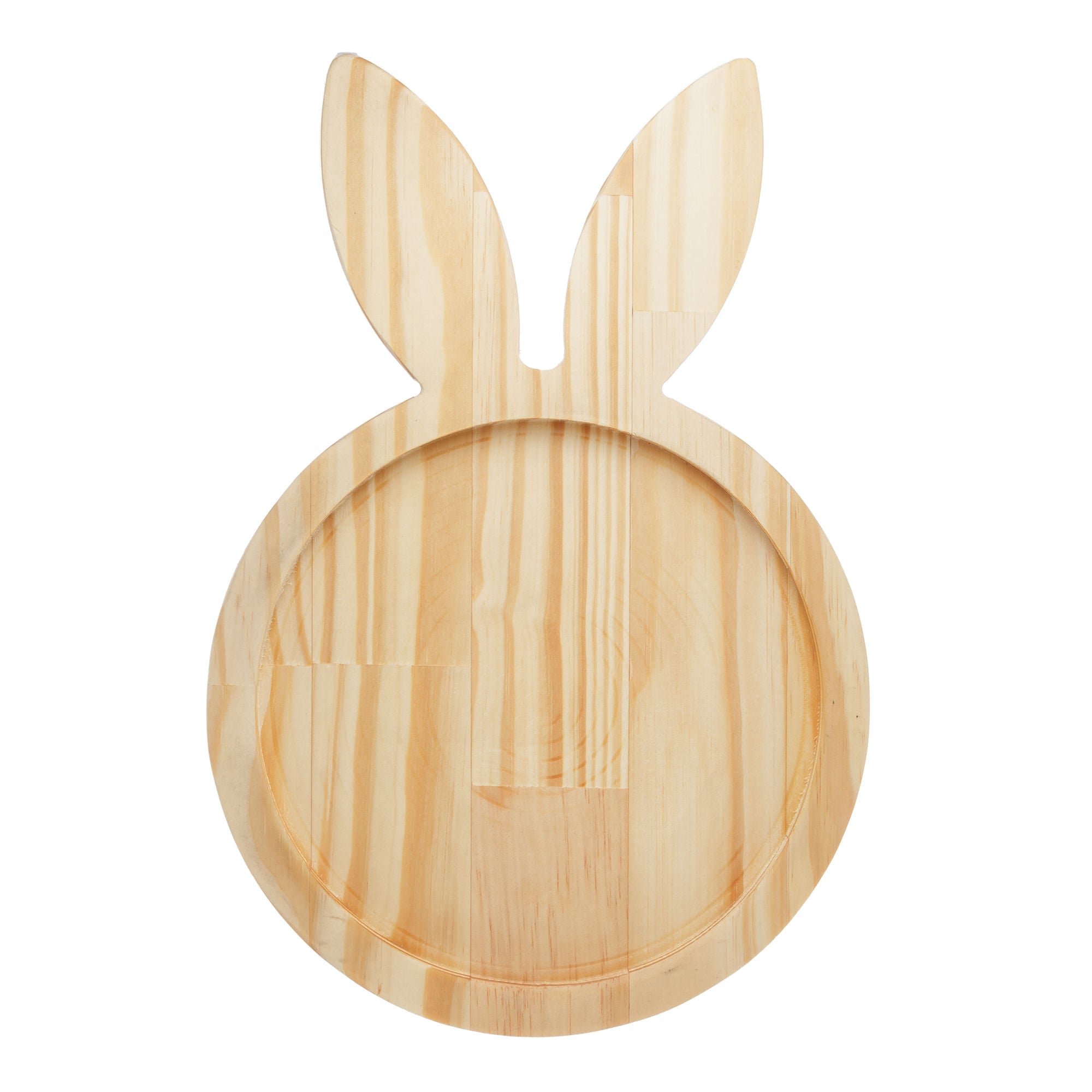 Tábua Petisqueira de Madeira Pinus Redonda Coelho Pascoa 34cm - Ela Decora