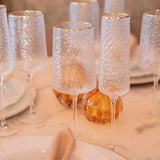 Taça de Champanhe Cristal Ecológico Petra Martelado com Fio de Ouro 300ml - Ela Decora