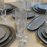 Taça de Champanhe Cristal Ecológico Petra Martelado com Fio de Ouro 300ml - Ela Decora