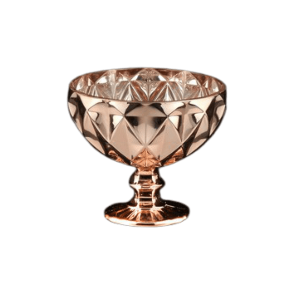 Taça De Vidro Champanhe ou Sobremesa Sorvete Rose Gold 310 ml - Ela Decora
