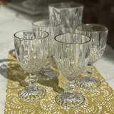 Taça de Vidro Para Água Com Fio de Ouro Greek - 345ml - Ela Decora