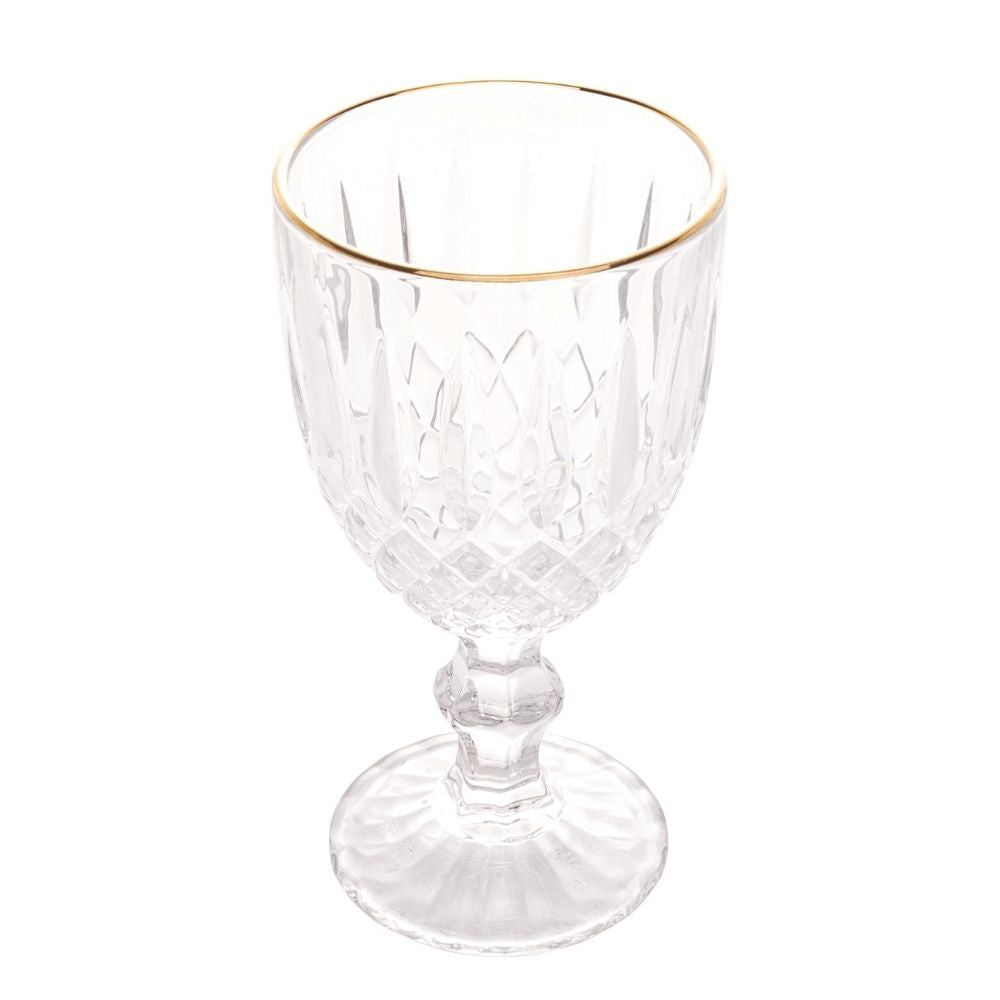 Taça de Vidro Para Água Com Fio de Ouro Greek - 345ml - Ela Decora