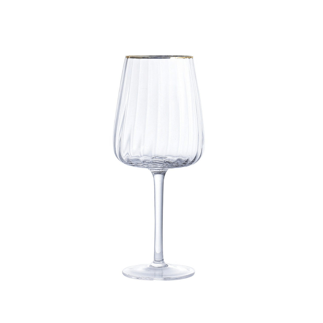 Taça de Vidro para Vinho com Borda de Ouro 530ml - Ela Decora