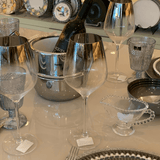 Taça de Vidro para Vinho Tinto Degradê Cromada - Ela Decora