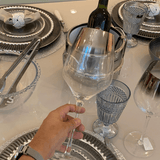 Taça de Vidro para Vinho Tinto Degradê Cromada - Ela Decora