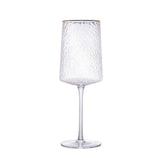 Taça de Vinho Cristal Ecológico Petra Martelado com Fio de Ouro 500ml - Ela Decora