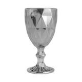 Taça Para Água De Vidro Cinza Fumê Metalizado Diamond - 325 ml - Ela Decora
