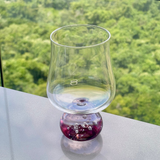 Jogo 6 Taças Base Esfera Rosa e Transparente 440ml