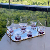 Jogo 6 Taças Base Esfera Rosa e Transparente 440ml