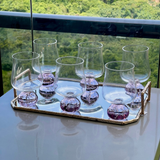 Jogo 6 Taças Base Esfera Rosa e Transparente 440ml