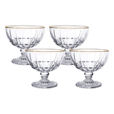 Jogo 4 Taças para Sobremesa Vidro Cristalle com Borda dourada 360ml