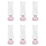 Jogo 6 Taças Champanhe Base Esfera Rosa e Transparente 240ml