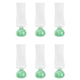 Jogo 6 Taças Champanhe Base Esfera Verde e Transparente 240ml