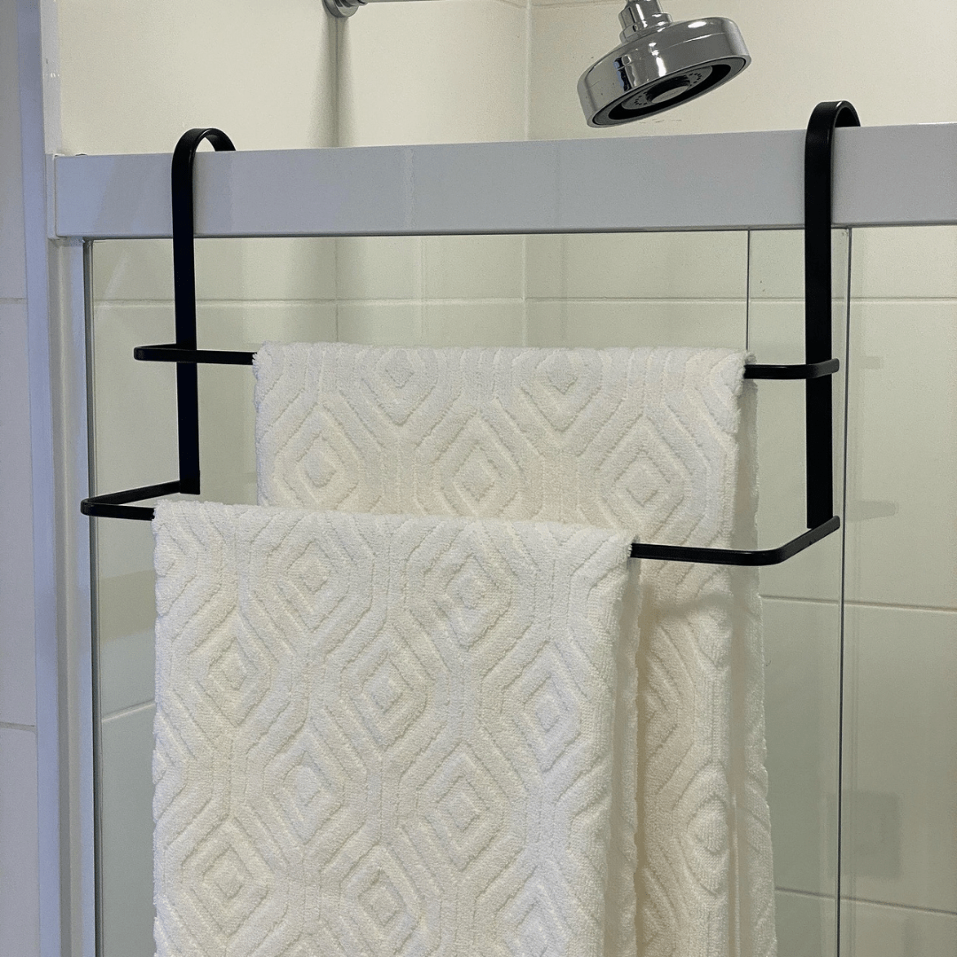 Toalheiro De Box Duplo 45 Cm De Encaixar Preto Fosco Linha Black - Ela Decora