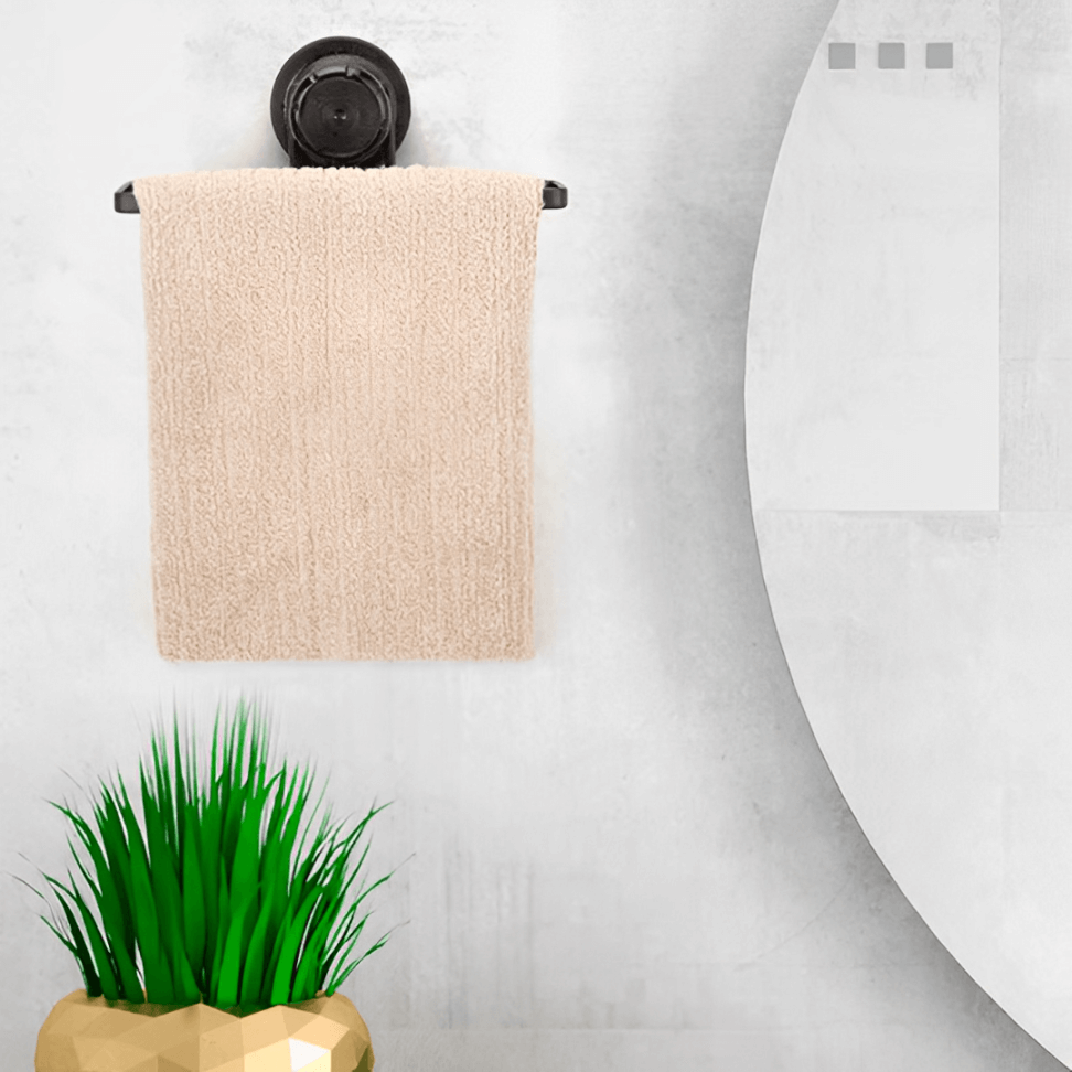 Toalheiro de Lavabo FIxação Sucção Ventosa Preto - Ela Decora