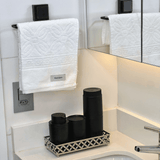 Toalheiro de Rosto com Ventosa Fixação Fácil Preto Fosco - Ela Decora
