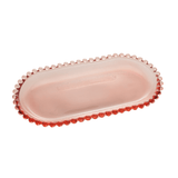 Travessa Cristal de Chumbo Oval Pearl Rosa 24 x 12 cm - Ela Decora