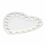 Travessa De Cerâmica Coração Branco - 23 x 22 cm - Ela Decora