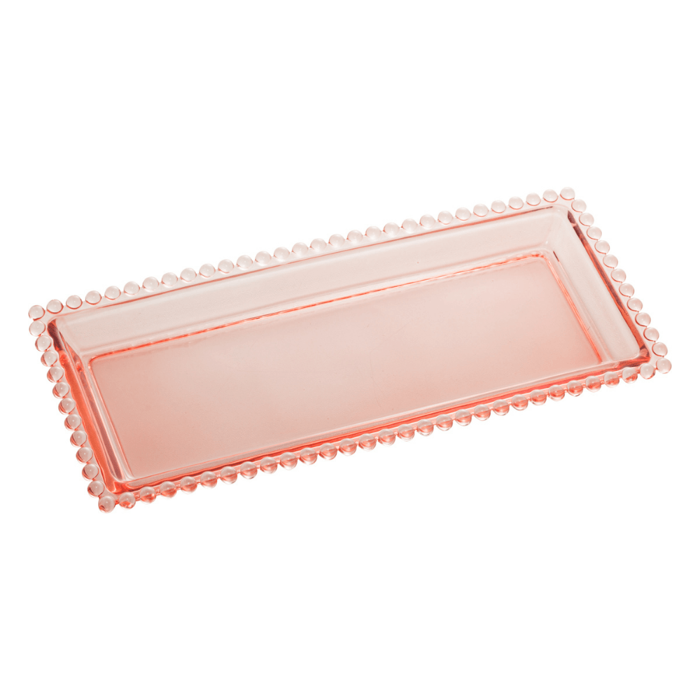Travessa De Cristal De Chumbo Pearl Rosa 30 x 13 cm - Ela Decora