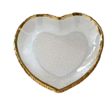 Travessa em Formato de Coração de Vidro Martelado com Borda Rose Gold G - Ela Decora