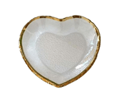 Travessa em Formato de Coração de Vidro Martelado com Borda Rose Gold M - Ela Decora