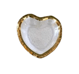 Travessa em Formato de Coração de Vidro Martelado com Borda Rose Gold P - Ela Decora