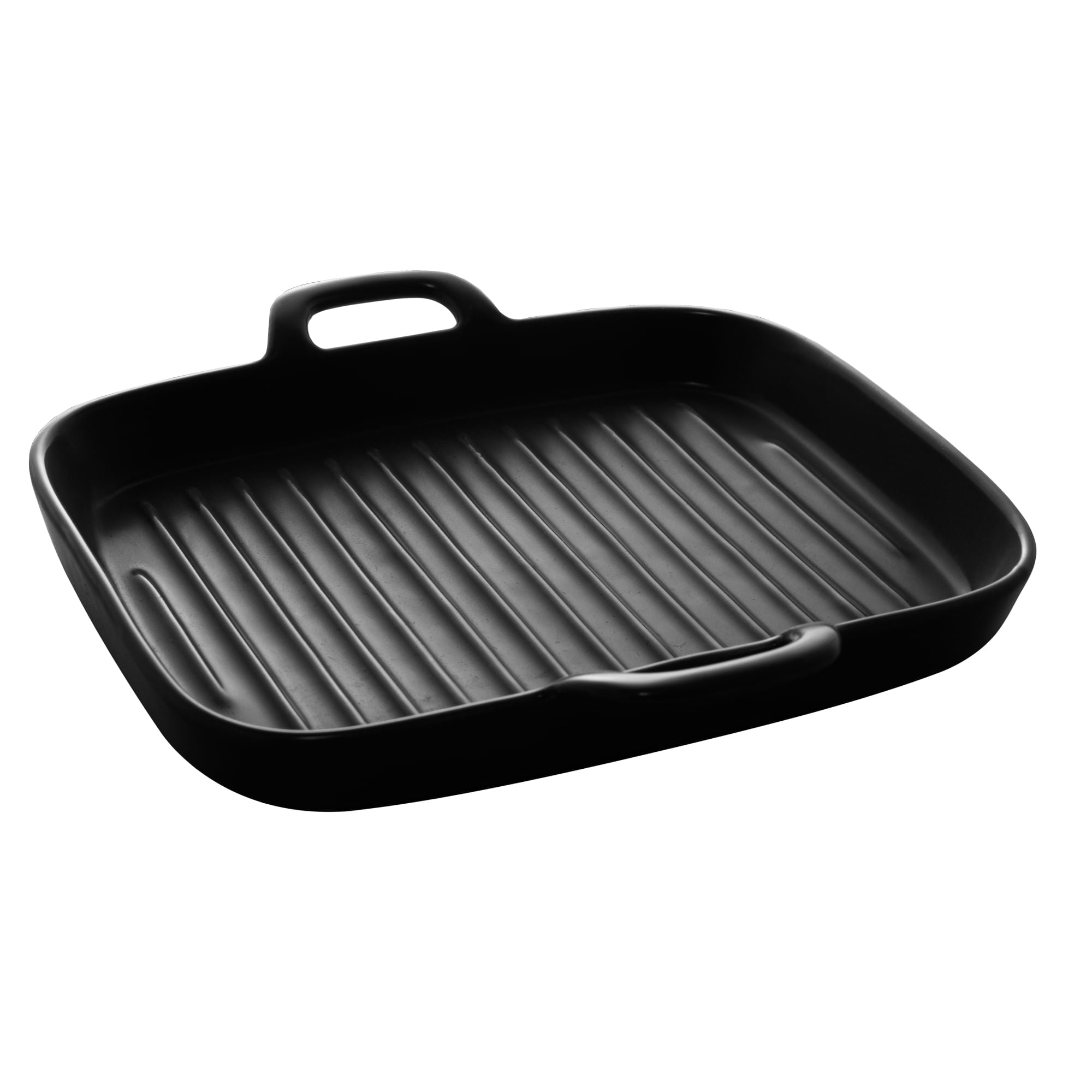 Travessa Grill Porcelana Com Alças Nordica Preto - 19 cm - Ela Decora