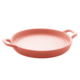 Travessa Grill Redonda Porcelana Nordica Rosa Matt - 23 cm - Ela Decora