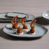 Travessa Oval Rasa Bio Green Granite Stoneware 30cm - Ela Decora