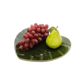 Travessa Prato Decorativo de Cerâmica Leaf Folha Costela de Adão Verde 28cm - Ela Decora