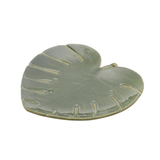 Travessa Prato Decorativo de Cerâmica Leaf Folha Costela de Adão Verde 28cm - Ela Decora