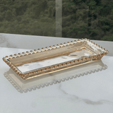 Travessa Retangular de Cristal Coração Âmbar Metalizado - Ela Decora