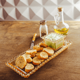 Travessa Retangular de Cristal Coração Âmbar Metalizado - Ela Decora