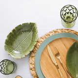 Prato Decorativo Travessa de Cerâmica Leaf Folha de Banana Verde 23cm
